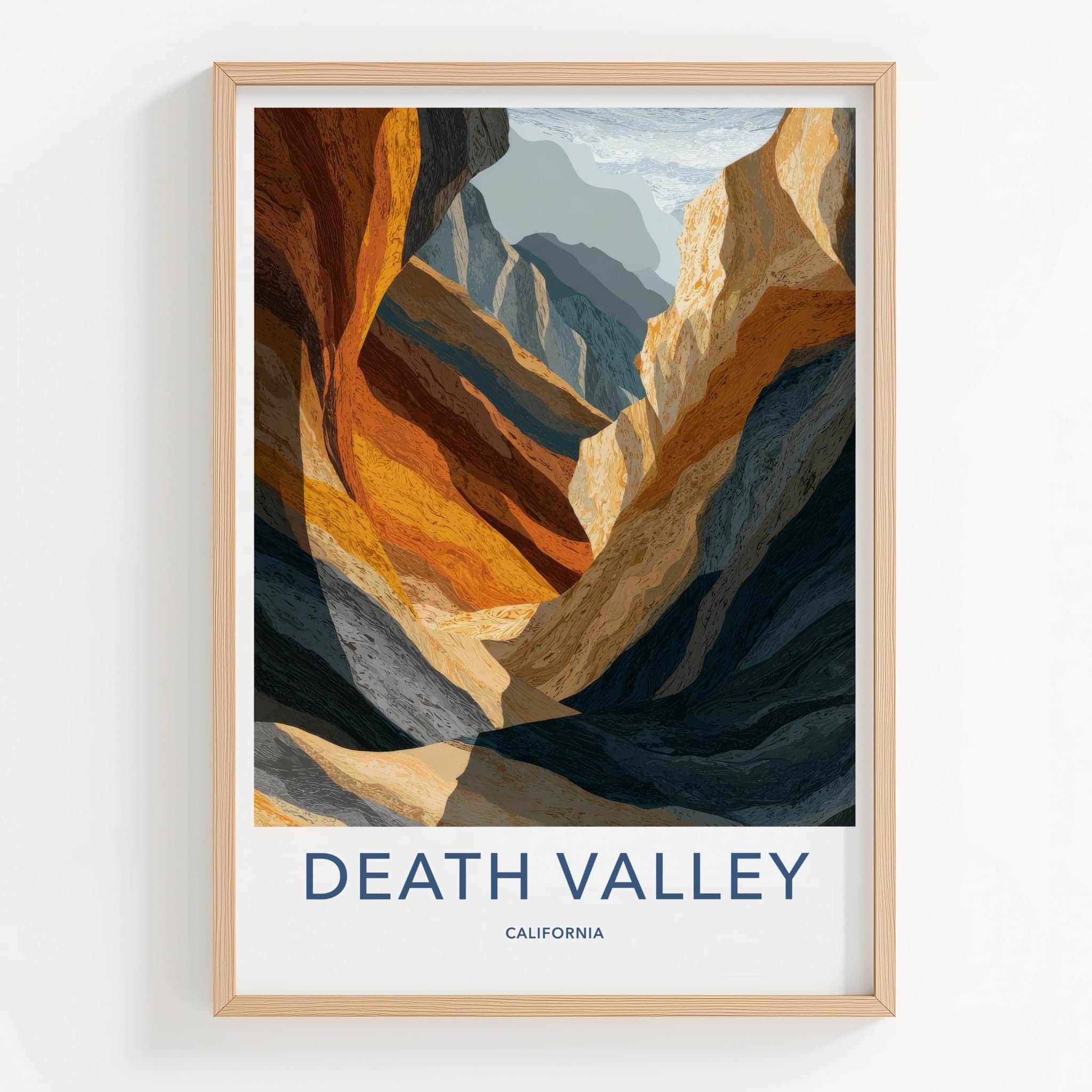 Death Valley Poster - California Travel Art - Sunlit Canyon Walls Wall Decor