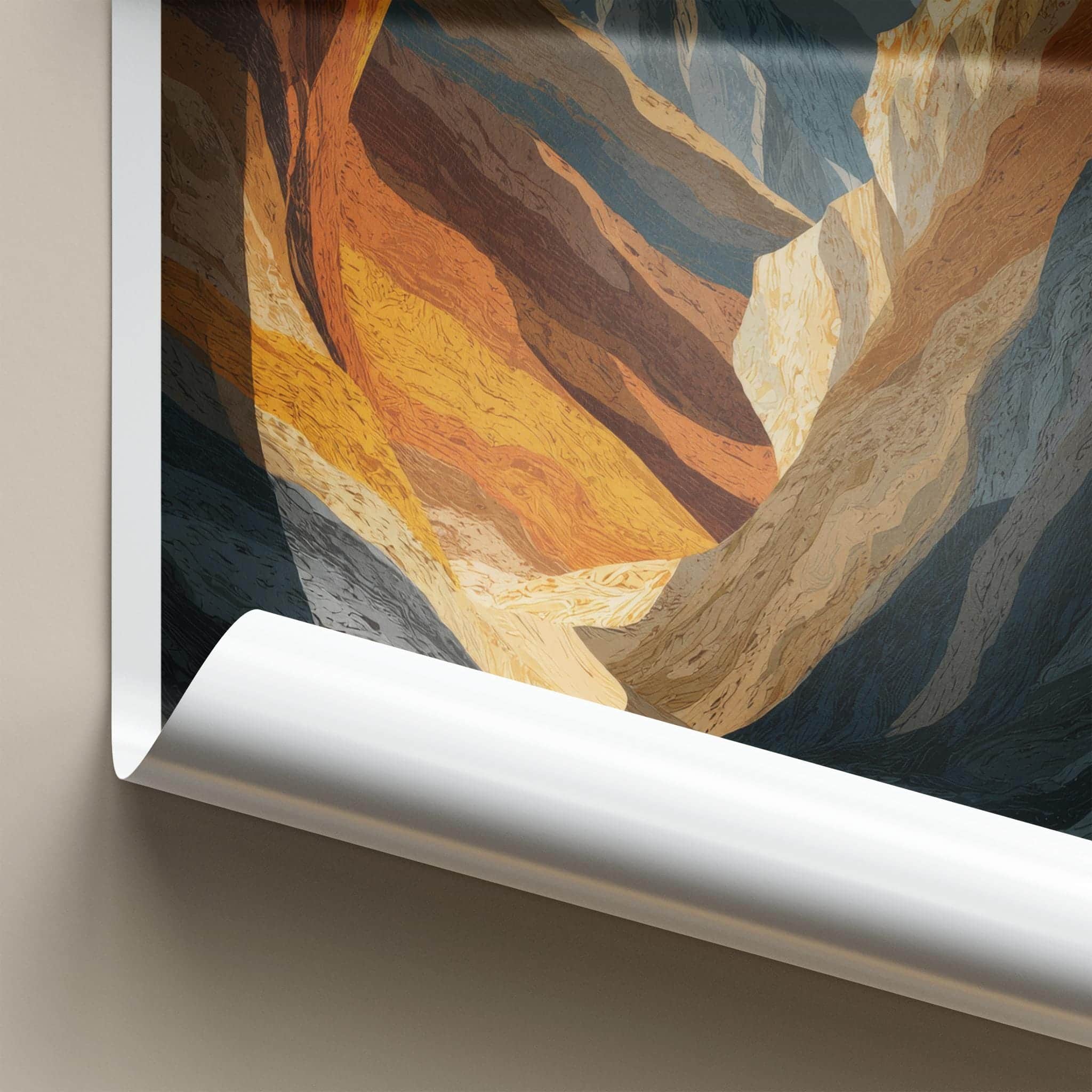 Death Valley Poster - California Travel Art - Sunlit Canyon Walls Wall Decor
