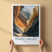 Death Valley Poster - California Travel Art - Sunlit Canyon Walls Wall Decor