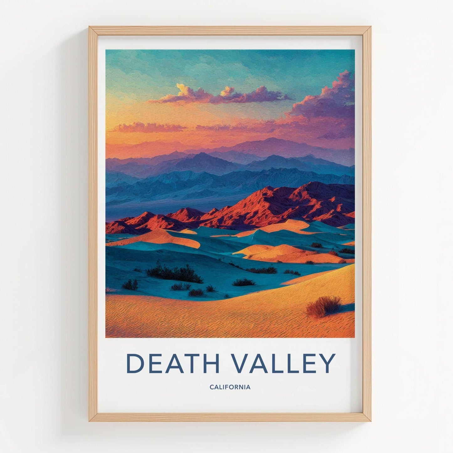 Death Valley Poster - California Wall Art - Vibrant Desert Sunset Home Decor