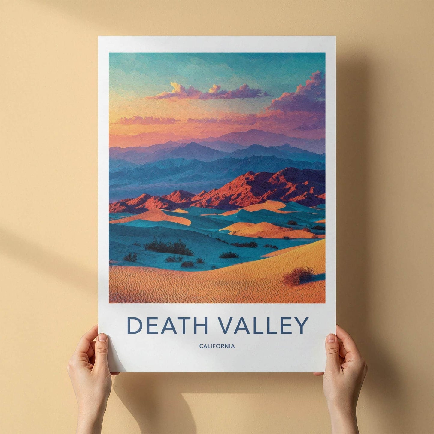 Death Valley Poster - California Wall Art - Vibrant Desert Sunset Home Decor