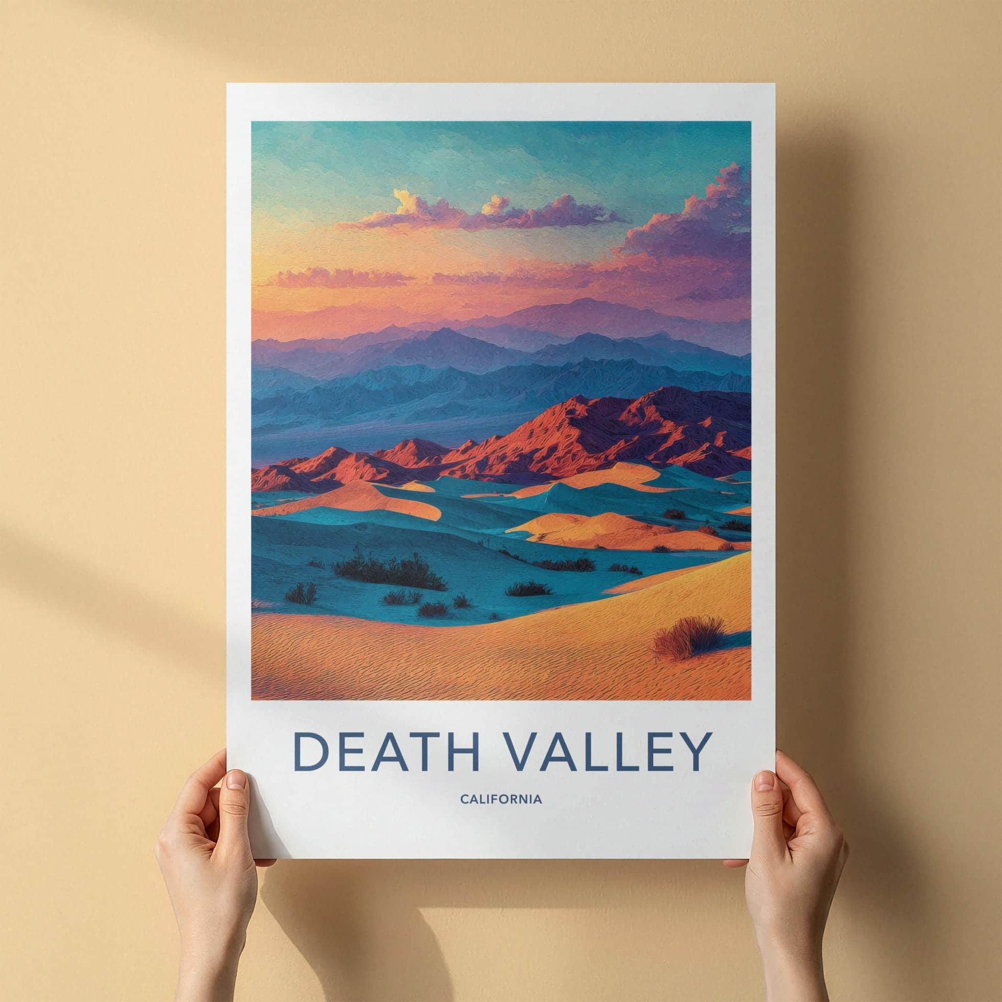 Death Valley Poster - California Wall Art - Vibrant Desert Sunset Home Decor