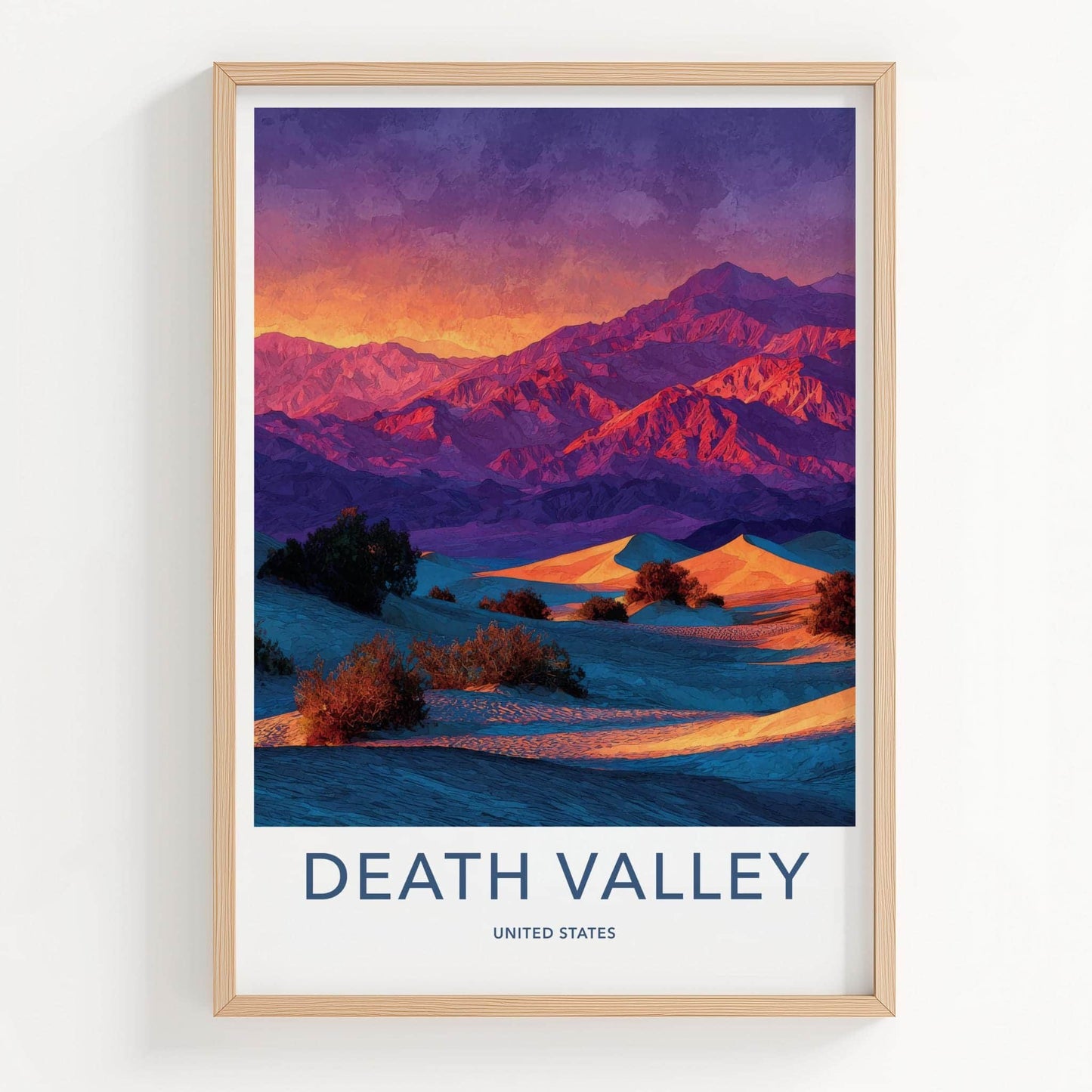 Death Valley Poster - California Wall Art - Vibrant Desert Sunset Home Decor