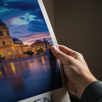 Debrecen Poster - Hungary Wall Art - Illuminated Church Reflection Home Decor