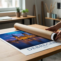 Debrecen Poster - Hungary Wall Art - Illuminated Church Reflection Home Decor