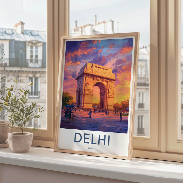 Delhi Poster - India Art Print - Delhi Gate Sunset Wall Decor