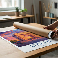 Delhi Poster - India Art Print - Delhi Gate Sunset Wall Decor