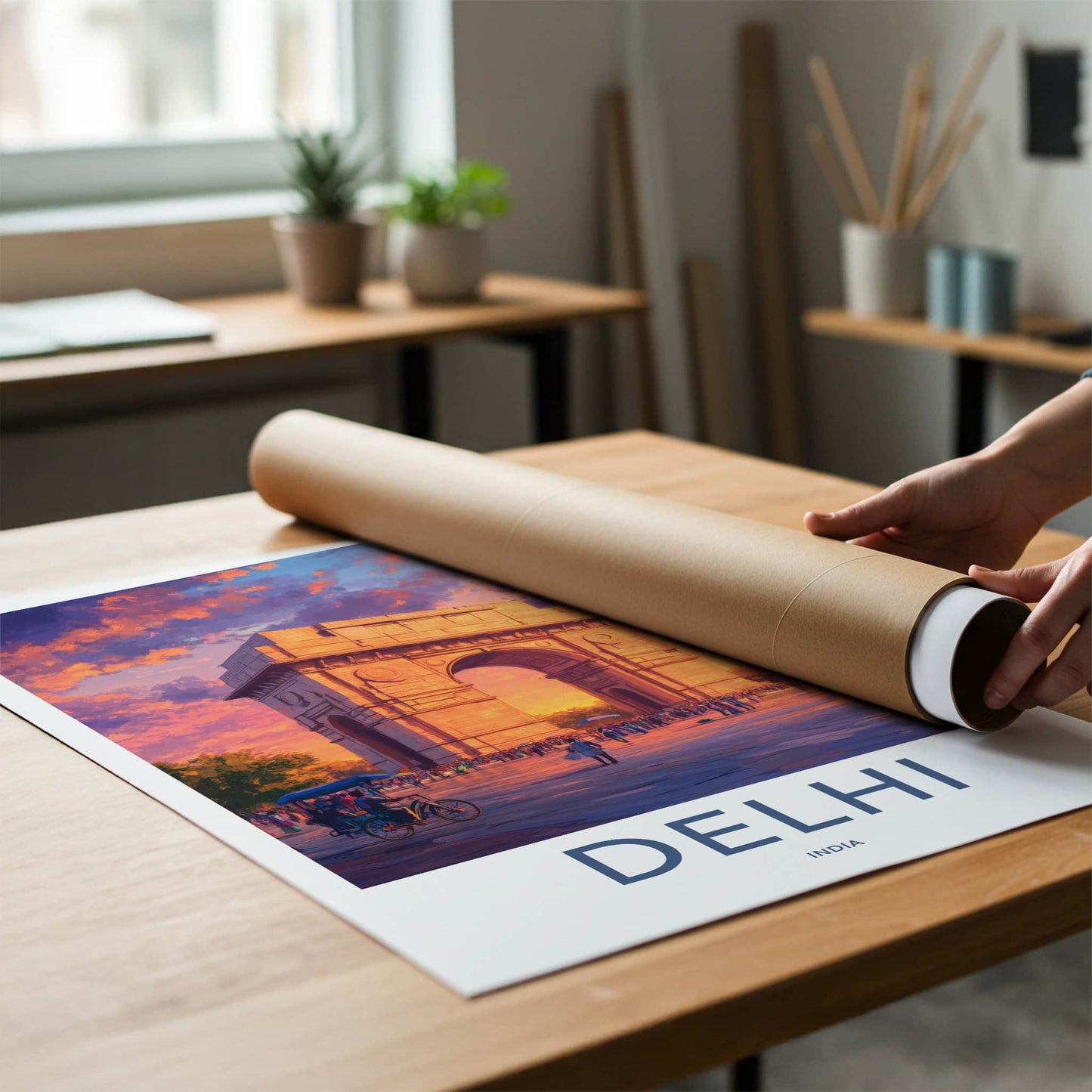 Delhi Poster - India Art Print - Delhi Gate Sunset Wall Decor