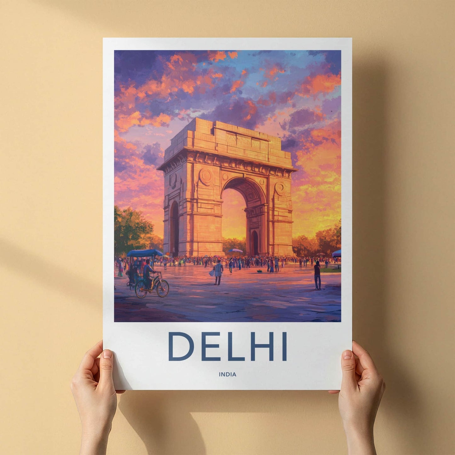 Delhi Poster - India Art Print - Delhi Gate Sunset Wall Decor