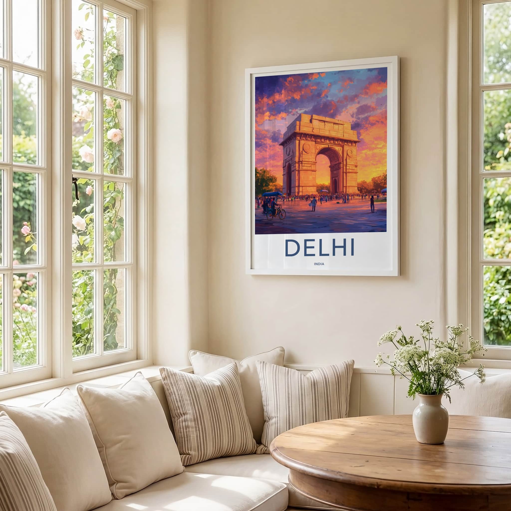 Delhi Poster - India Art Print - Delhi Gate Sunset Wall Decor