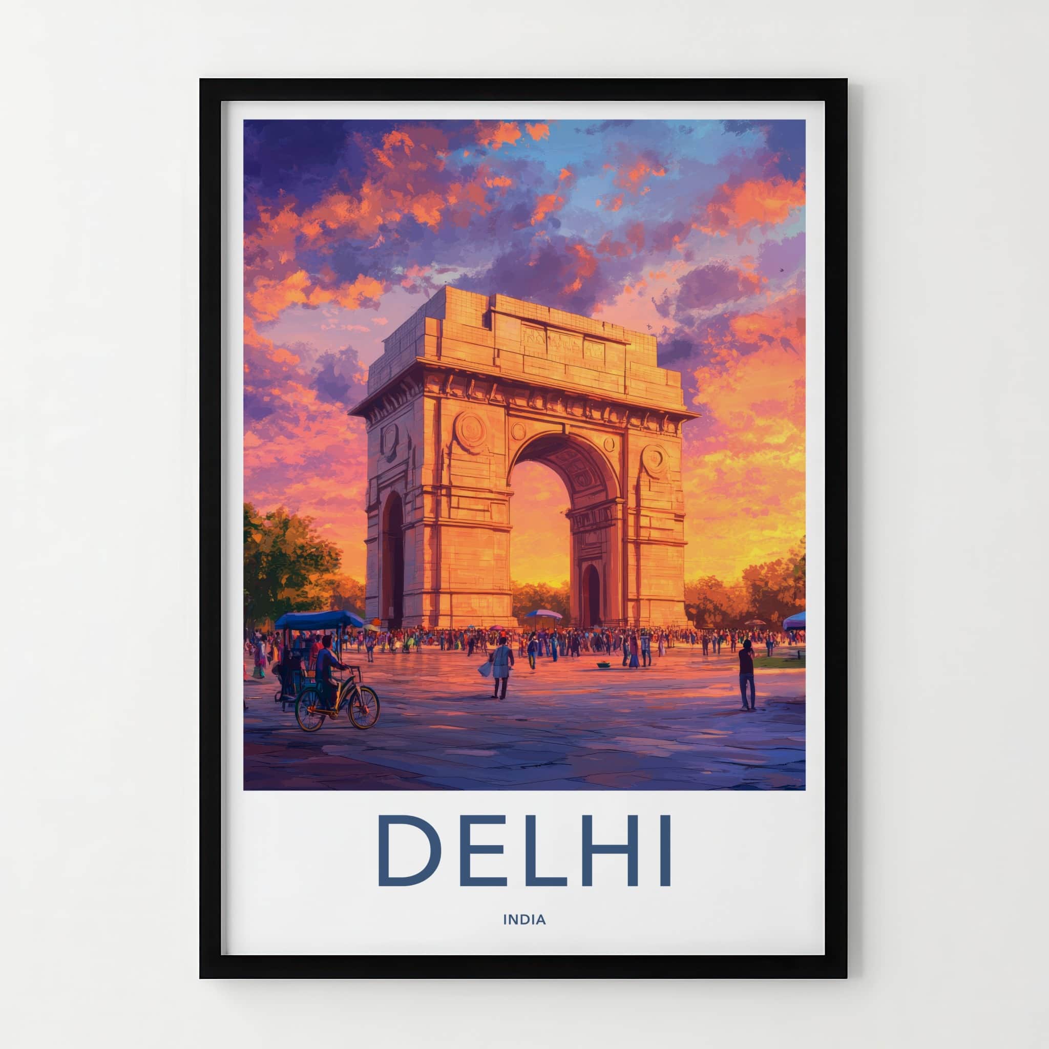 Delhi Poster - India Art Print - Delhi Gate Sunset Wall Decor