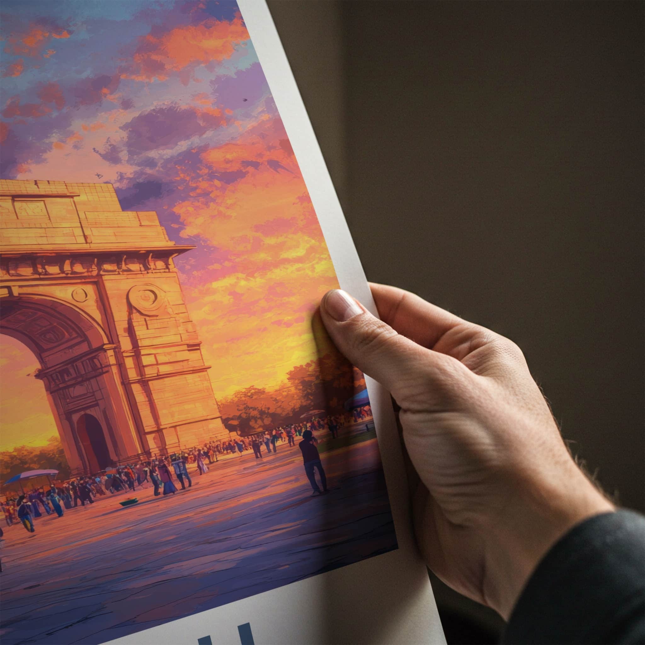 Delhi Poster - India Art Print - Delhi Gate Sunset Wall Decor