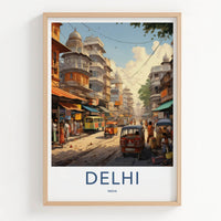 Delhi Poster - India Framed Print - Delhi Bustling Market Lounge Decor