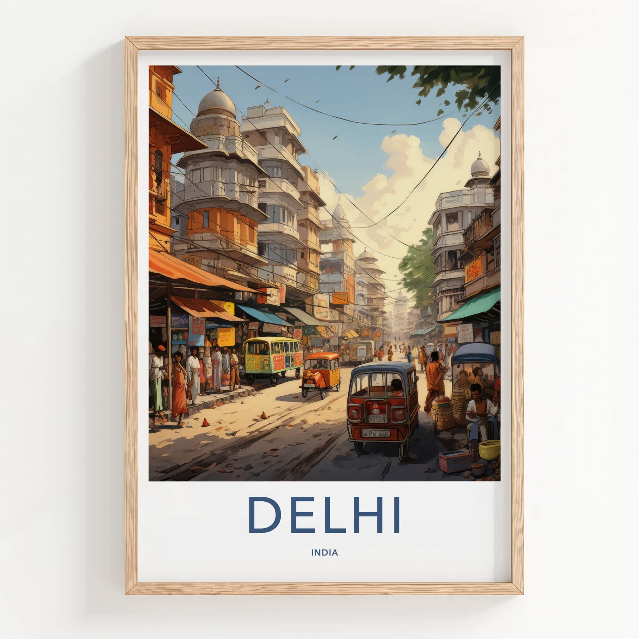 Delhi Poster - India Framed Print - Delhi Bustling Market Lounge Decor