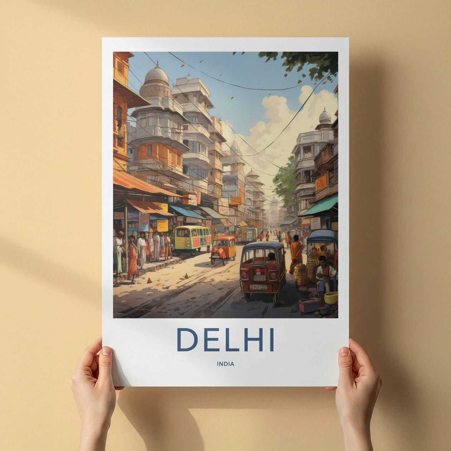 Delhi Poster - India Framed Print - Delhi Bustling Market Lounge Decor