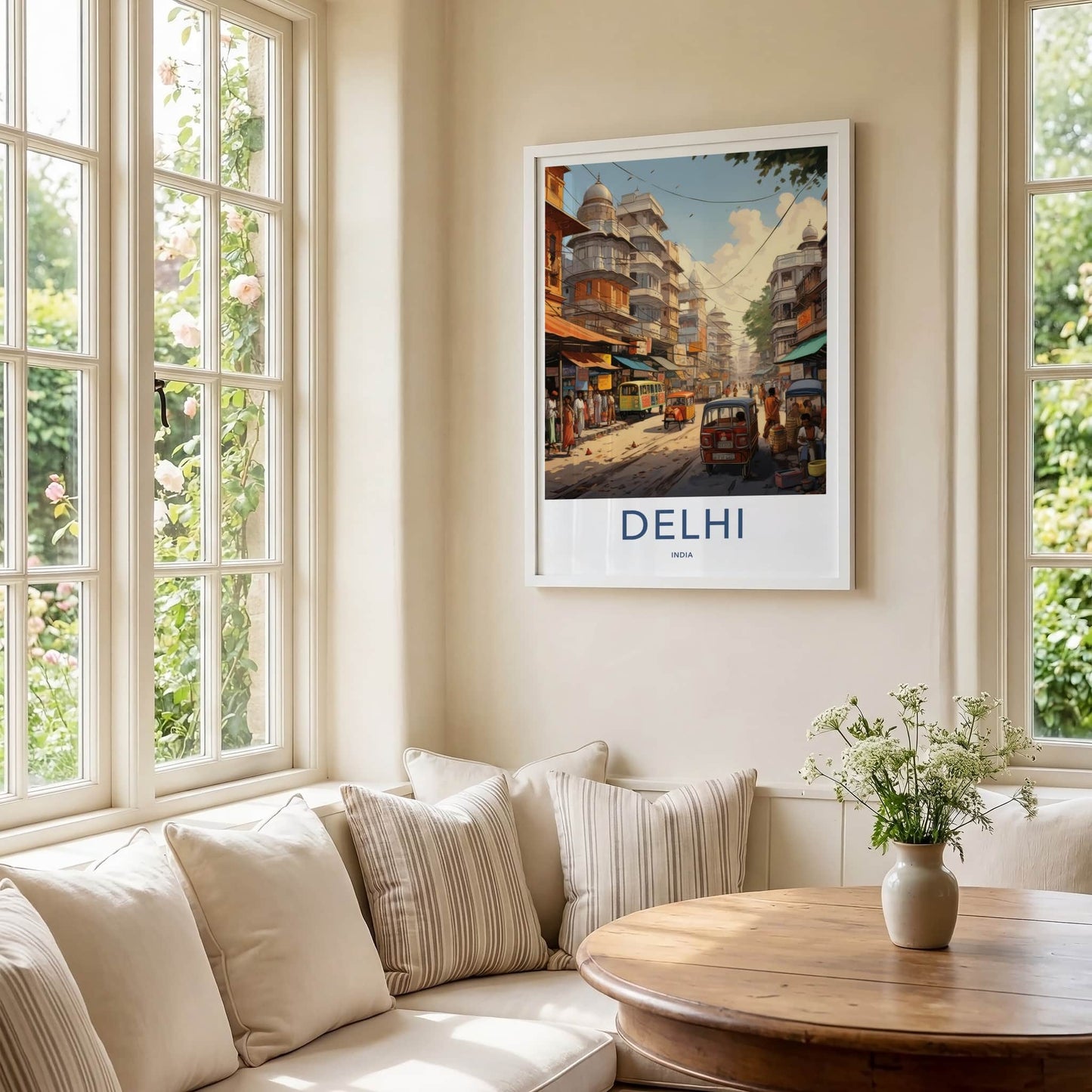 Delhi Poster - India Framed Print - Delhi Bustling Market Lounge Decor