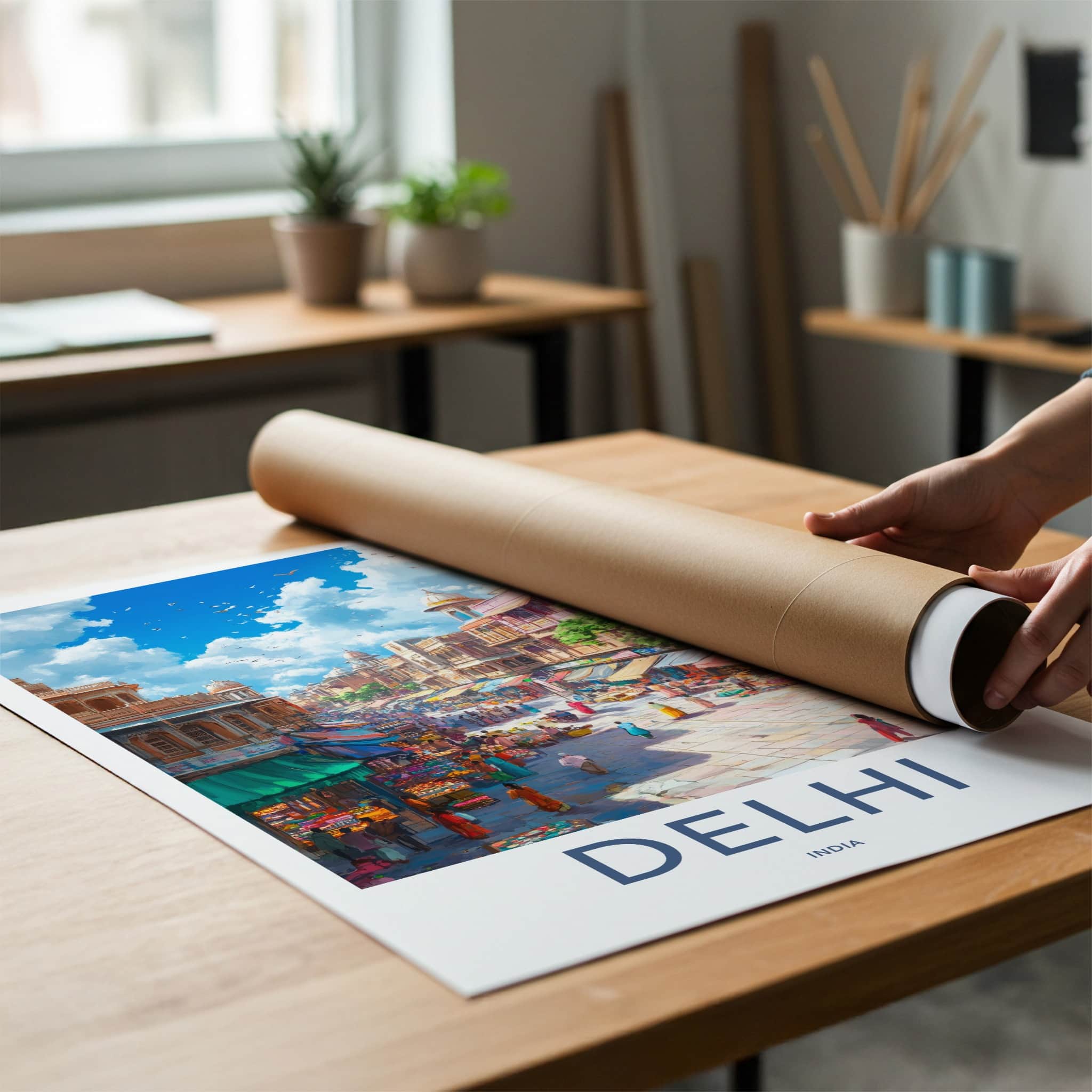 Delhi Poster - India Framed Print - Delhi Busy Market Framed Decor