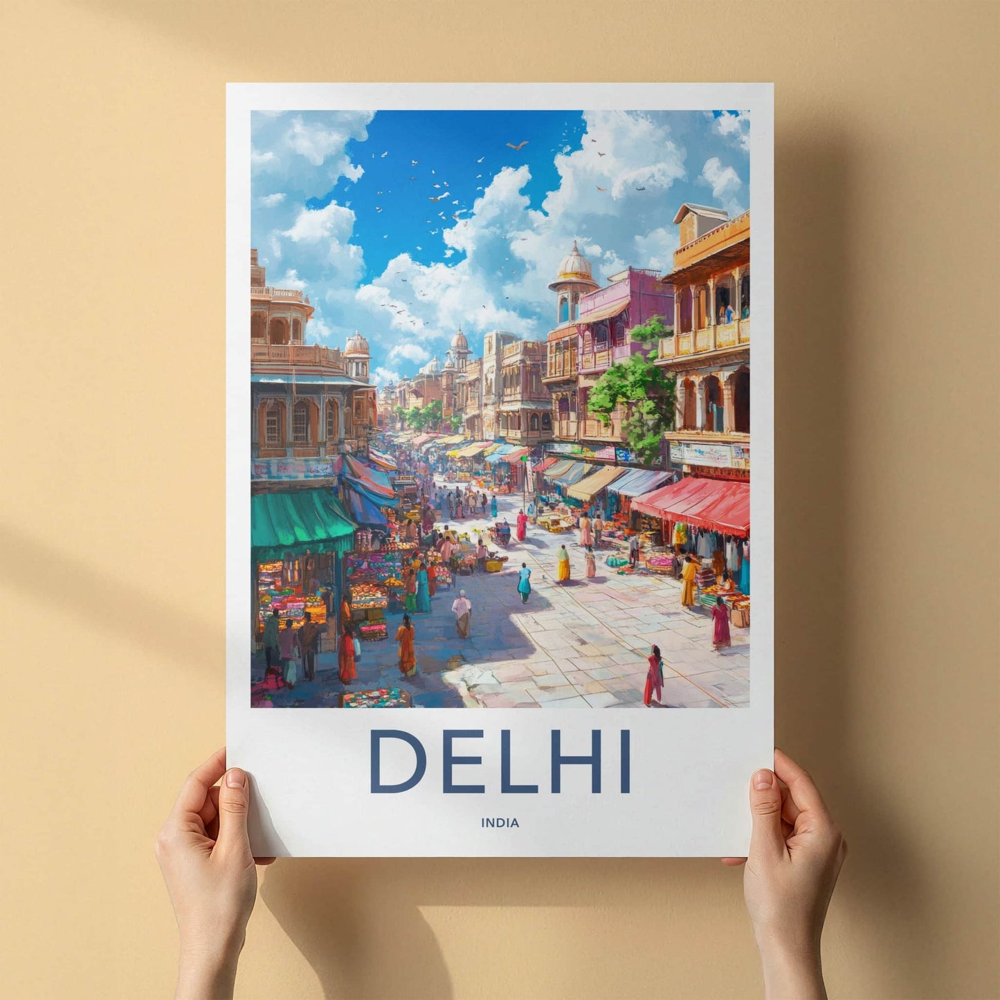Delhi Poster - India Framed Print - Delhi Busy Market Framed Decor