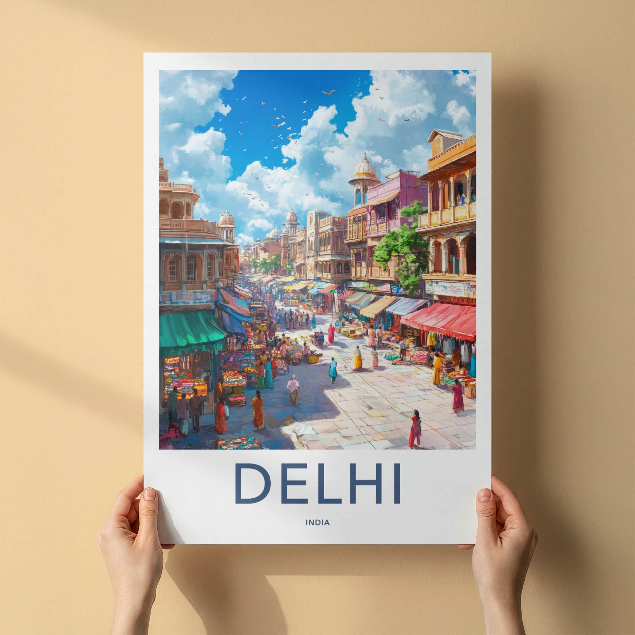 Delhi Poster - India Framed Print - Delhi Busy Market Framed Decor