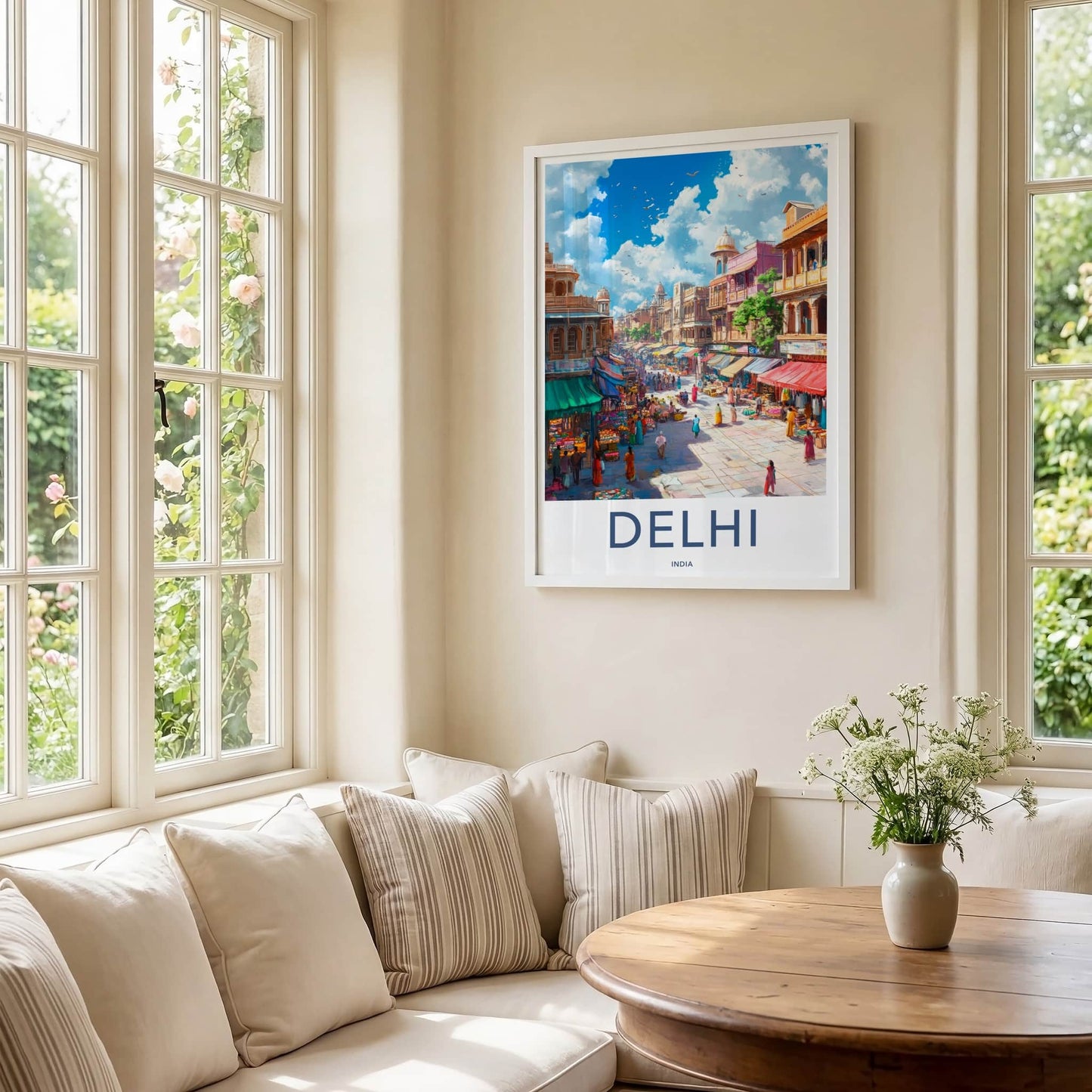 Delhi Poster - India Framed Print - Delhi Busy Market Framed Decor
