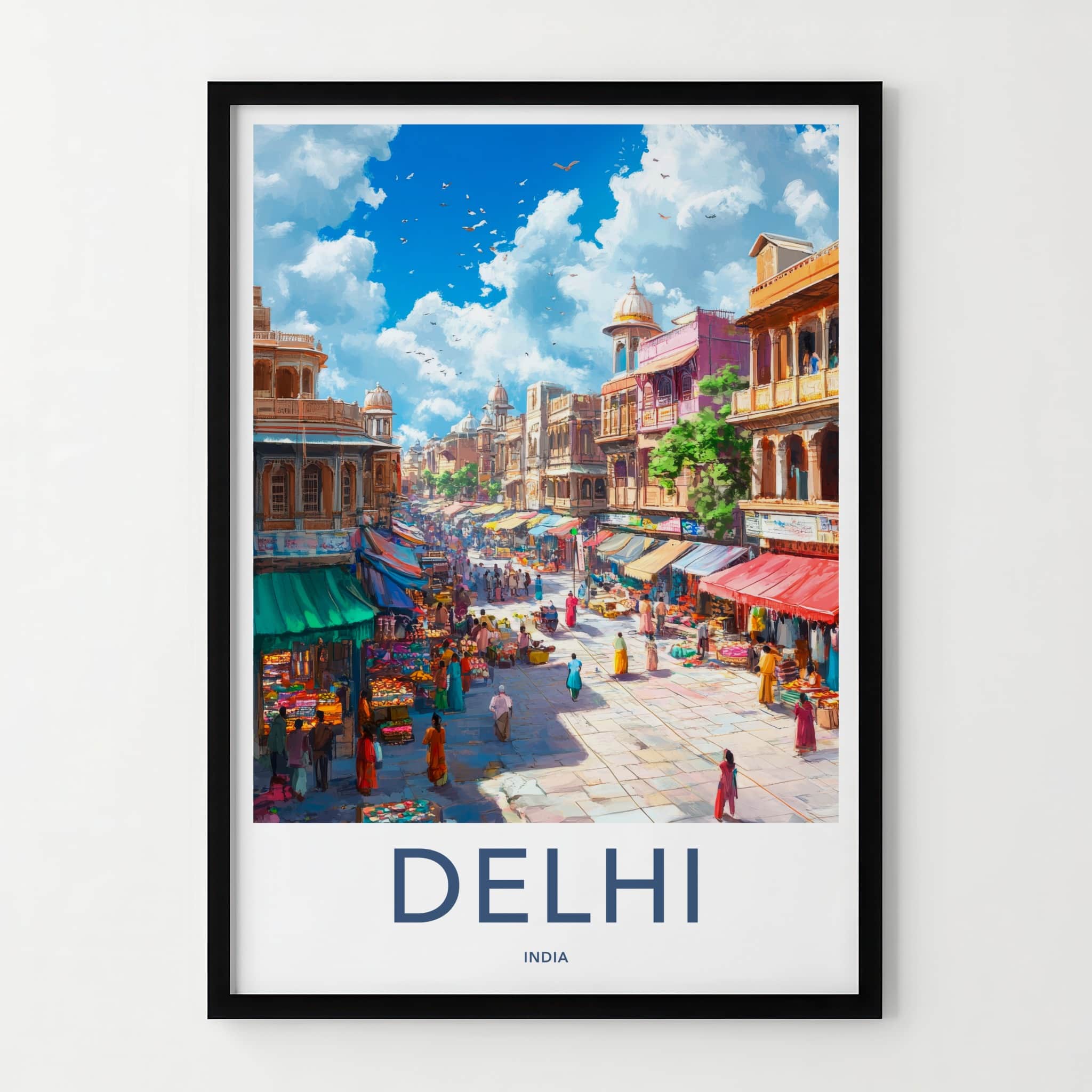 Delhi Poster - India Framed Print - Delhi Busy Market Framed Decor
