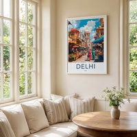 Delhi Poster - India Framed Print - Delhi Old City Bazaar Lounge Decor
