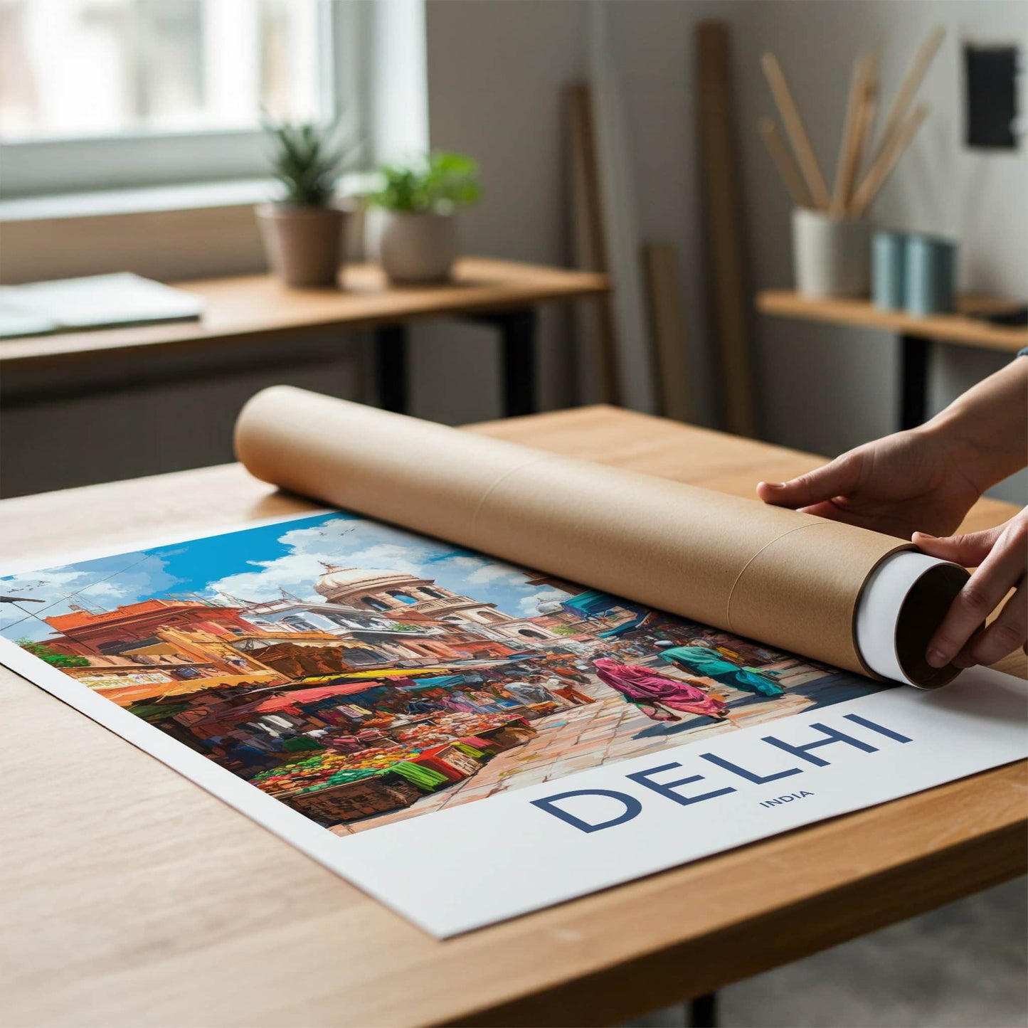 Delhi Poster - India Framed Print - Delhi Old City Bazaar Lounge Decor
