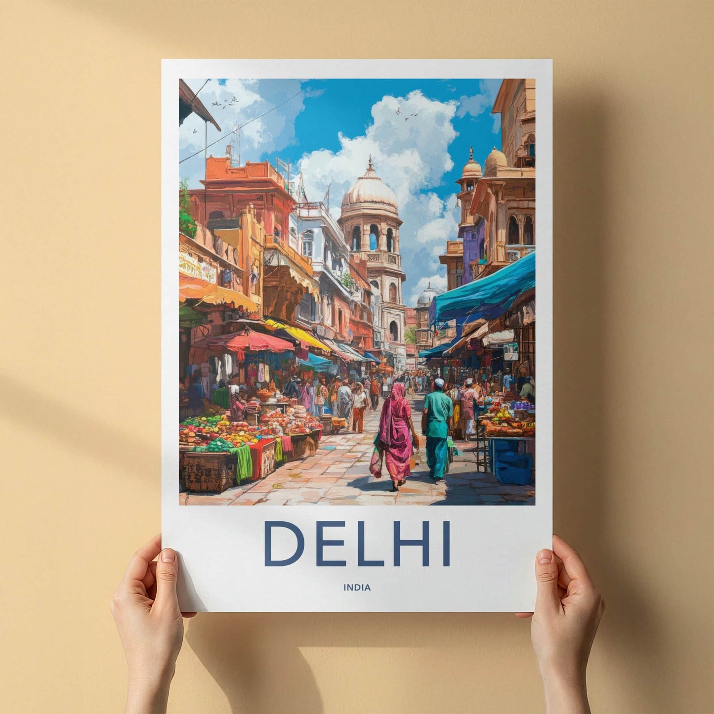 Delhi Poster - India Framed Print - Delhi Old City Bazaar Lounge Decor