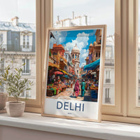 Delhi Poster - India Framed Print - Delhi Old City Bazaar Lounge Decor