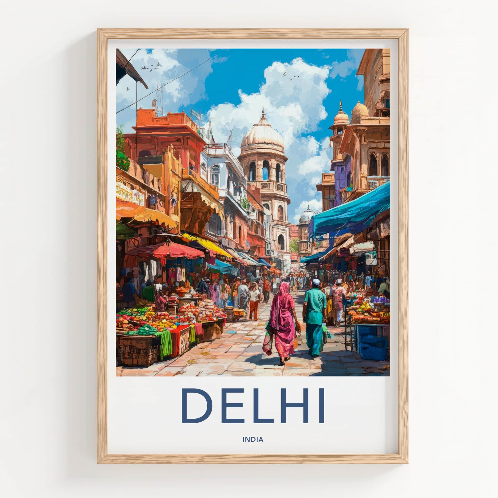 Delhi Poster - India Framed Print - Delhi Old City Bazaar Lounge Decor
