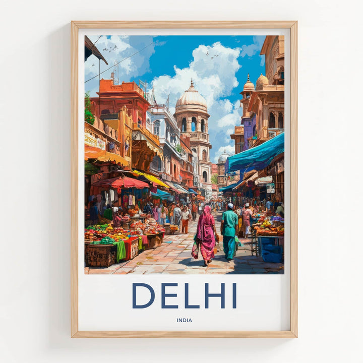 Delhi Poster - India Framed Print - Delhi Old City Bazaar Lounge Decor