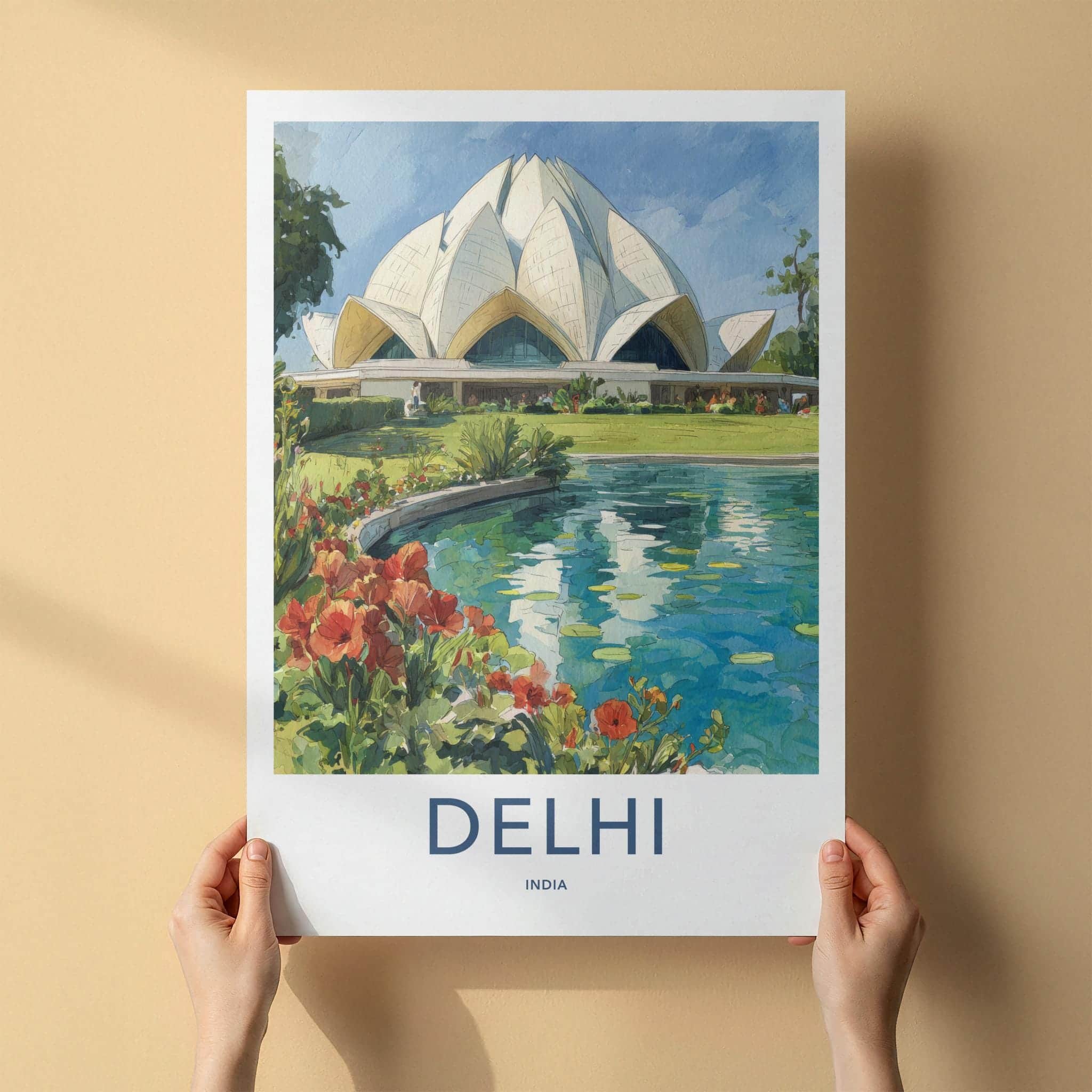 Delhi Poster - India Scenic Art - Delhi Lotus River Wall Decor