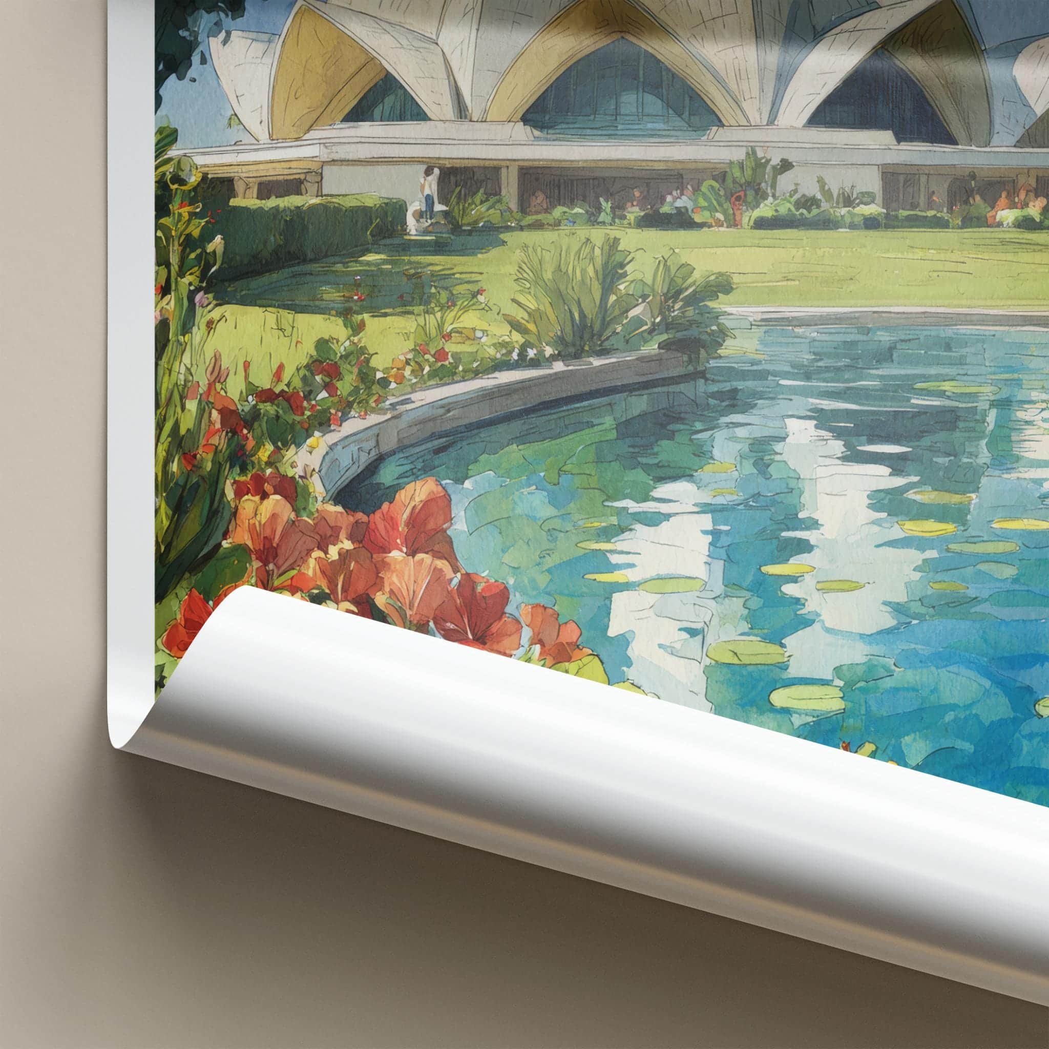 Delhi Poster - India Scenic Art - Delhi Lotus River Wall Decor