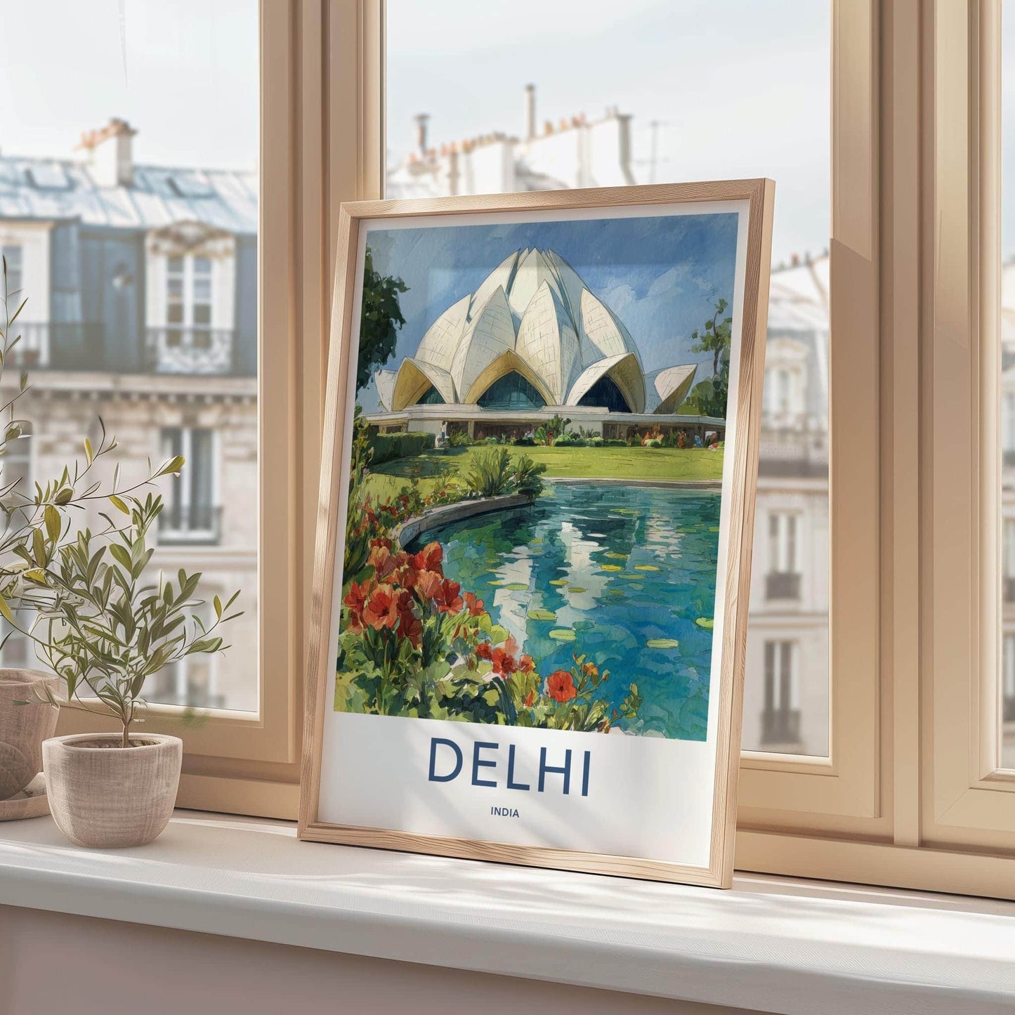 Delhi Poster - India Scenic Art - Delhi Lotus River Wall Decor