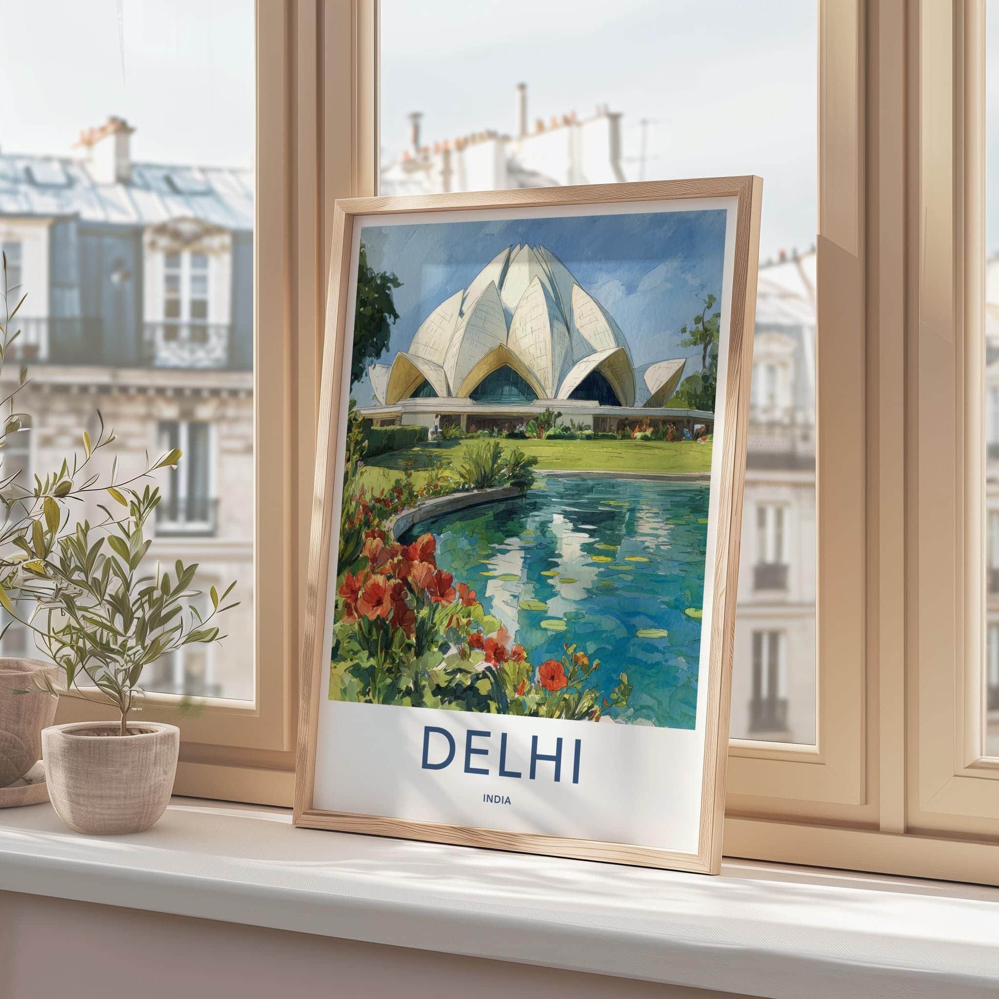 Delhi Poster - India Scenic Art - Delhi Lotus River Wall Decor