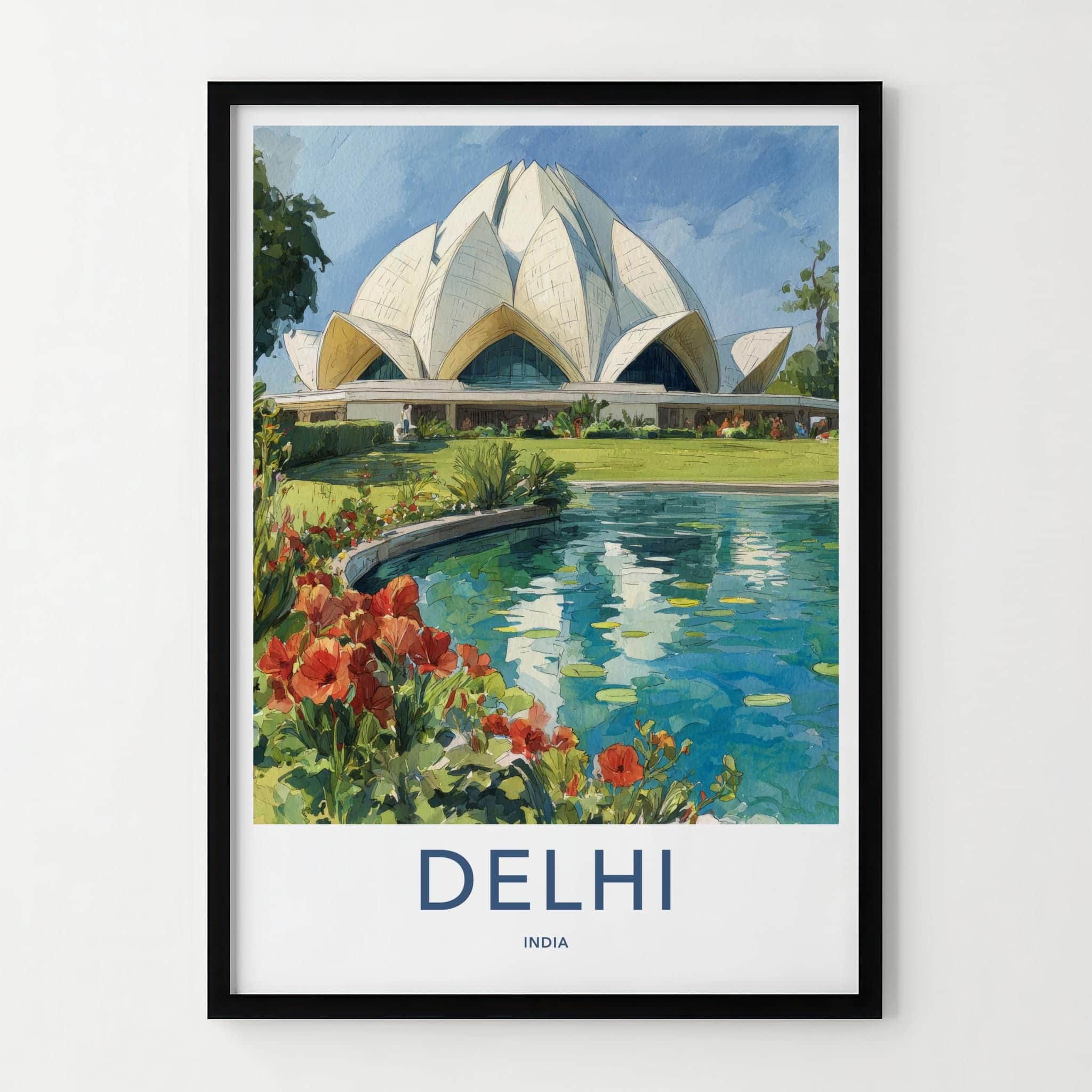 Delhi Poster - India Scenic Art - Delhi Lotus River Wall Decor