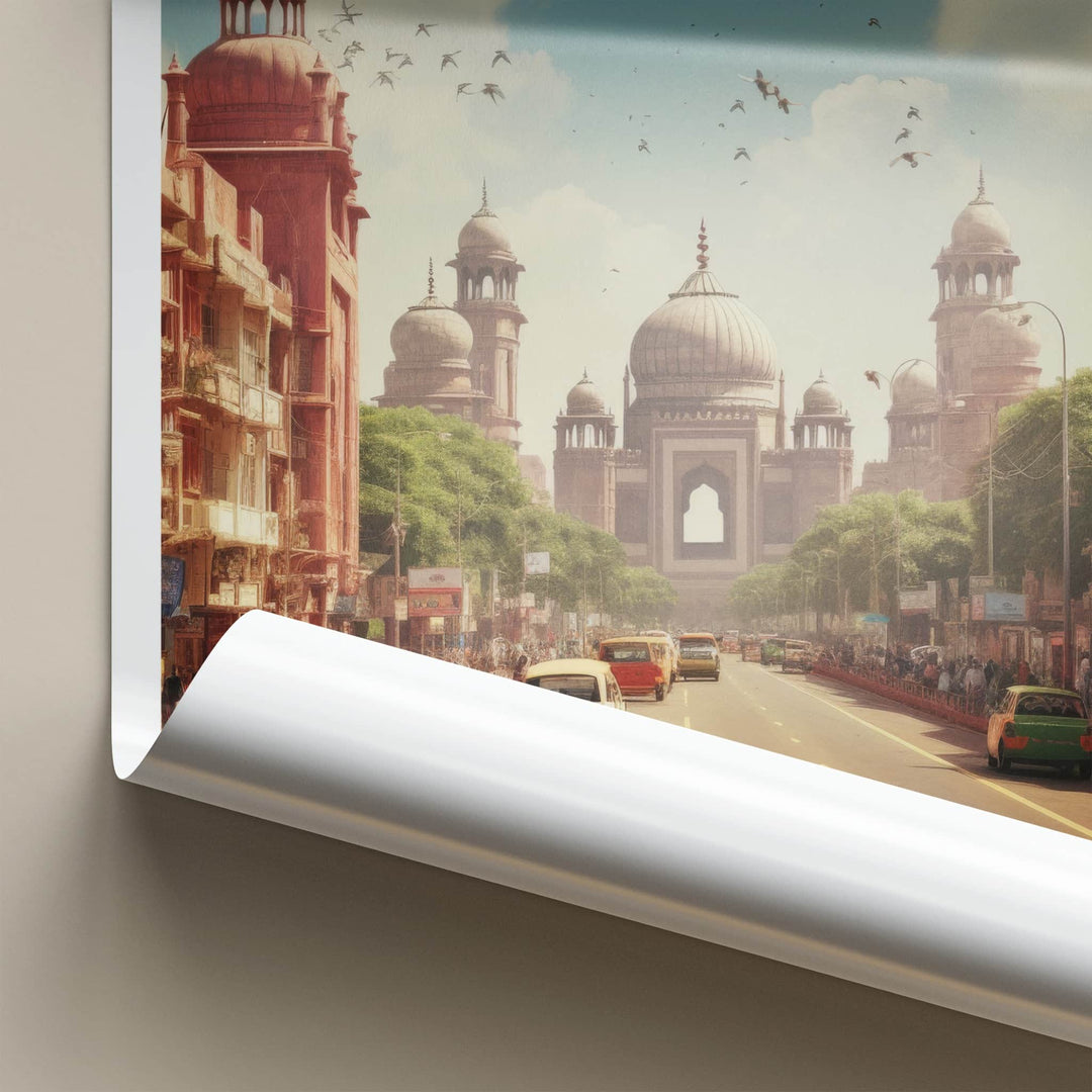 Delhi Poster - India Travel Art - Delhi historic street Home Decor