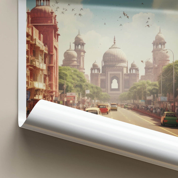 Delhi Poster - India Travel Art - Delhi historic street Home Decor