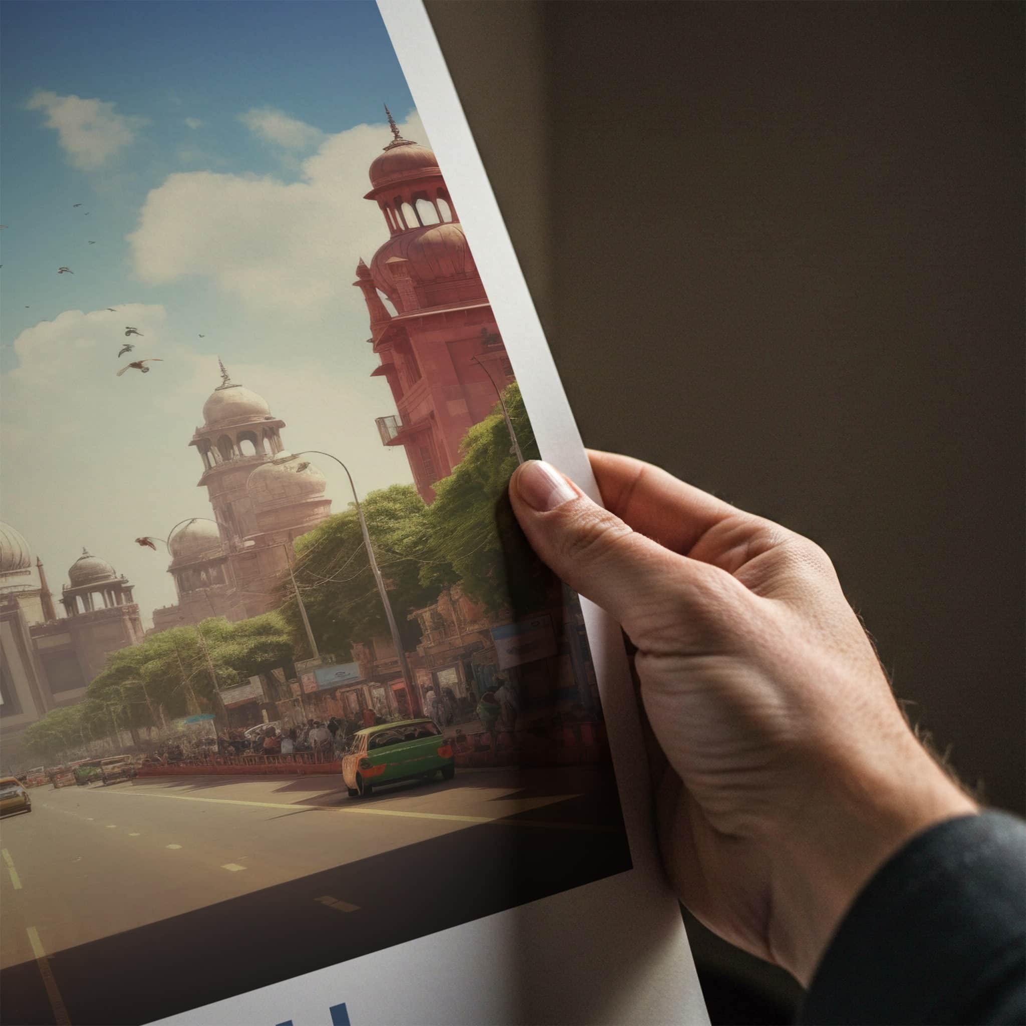 Delhi Poster - India Travel Art - Delhi historic street Home Decor