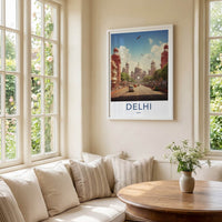 Delhi Poster - India Travel Art - Delhi historic street Home Decor