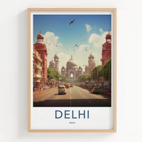 Delhi Poster - India Travel Art - Delhi historic street Home Decor