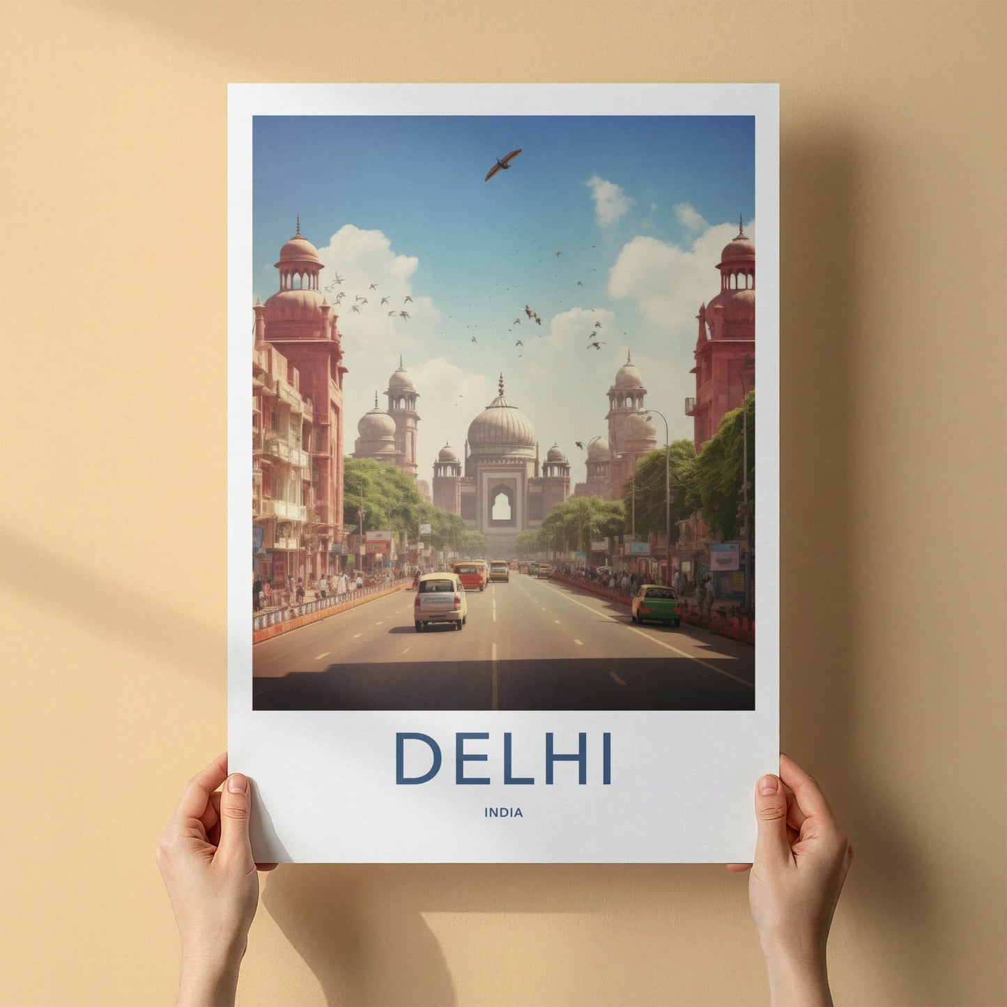 Delhi Poster - India Travel Art - Delhi historic street Home Decor