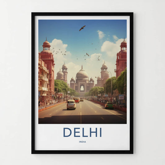 Delhi Poster - India Travel Art - Delhi historic street Home Decor
