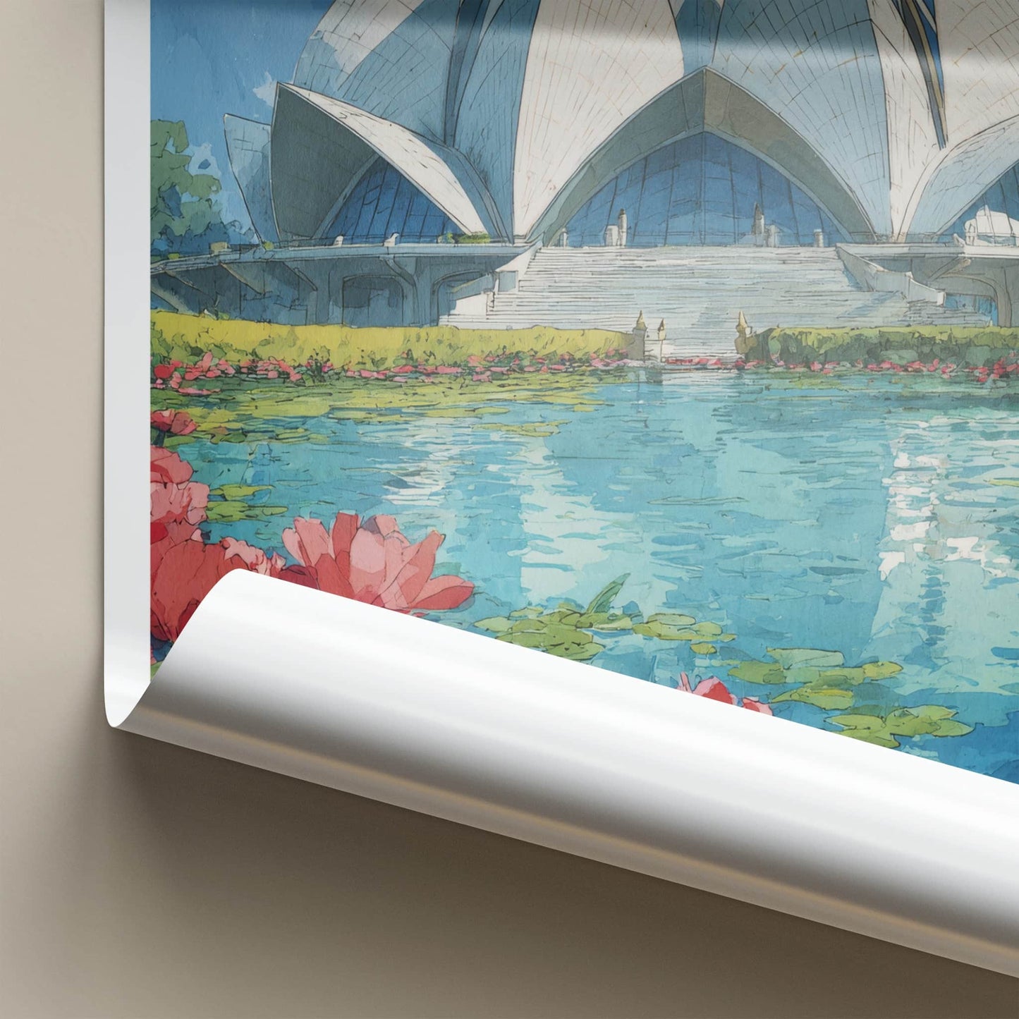 Delhi Poster - India Travel Art - Lotus Bloom Wall Decor