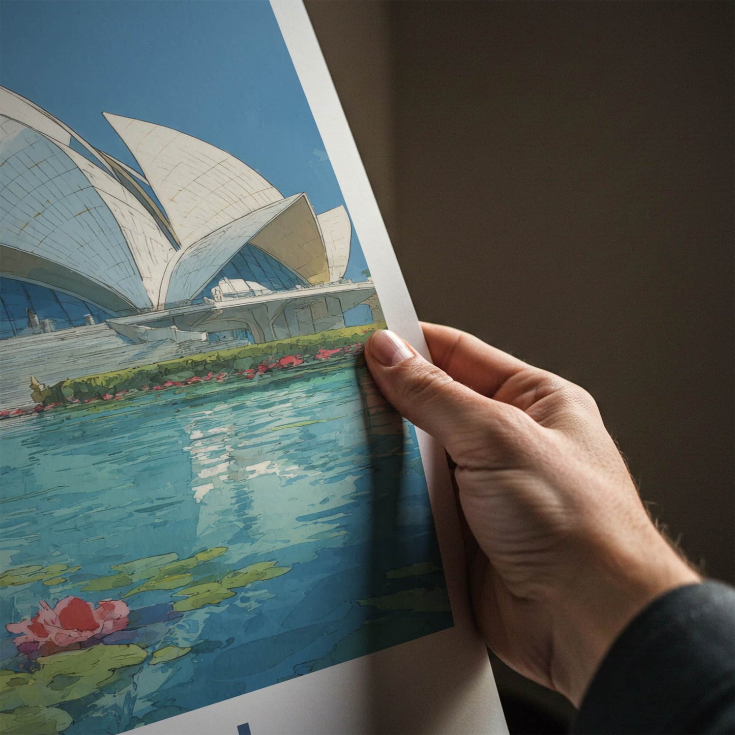 Delhi Poster - India Travel Art - Lotus Bloom Wall Decor
