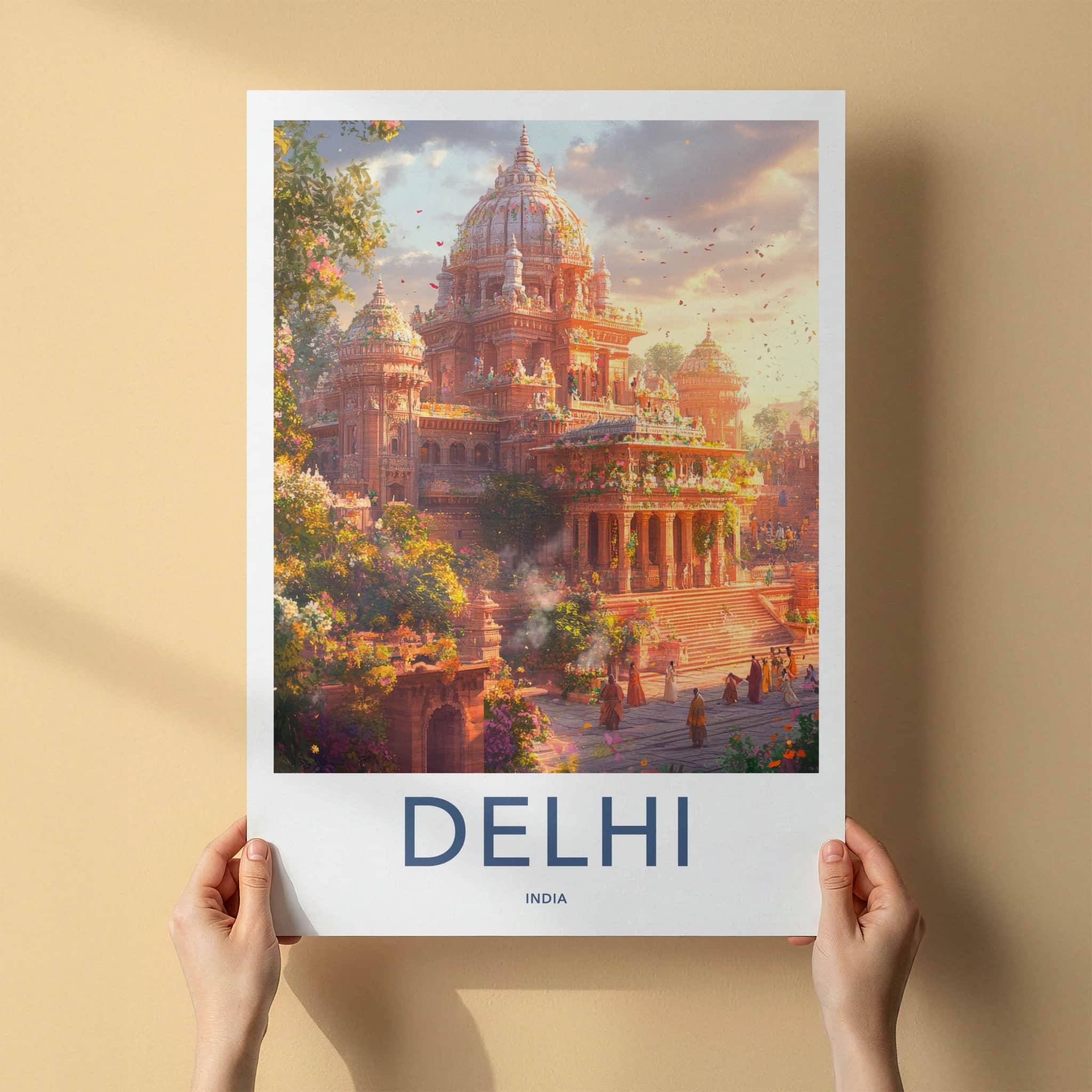 Delhi Poster - India Travel Print - Delhi Flowering Temple Ceremony Framed Decor