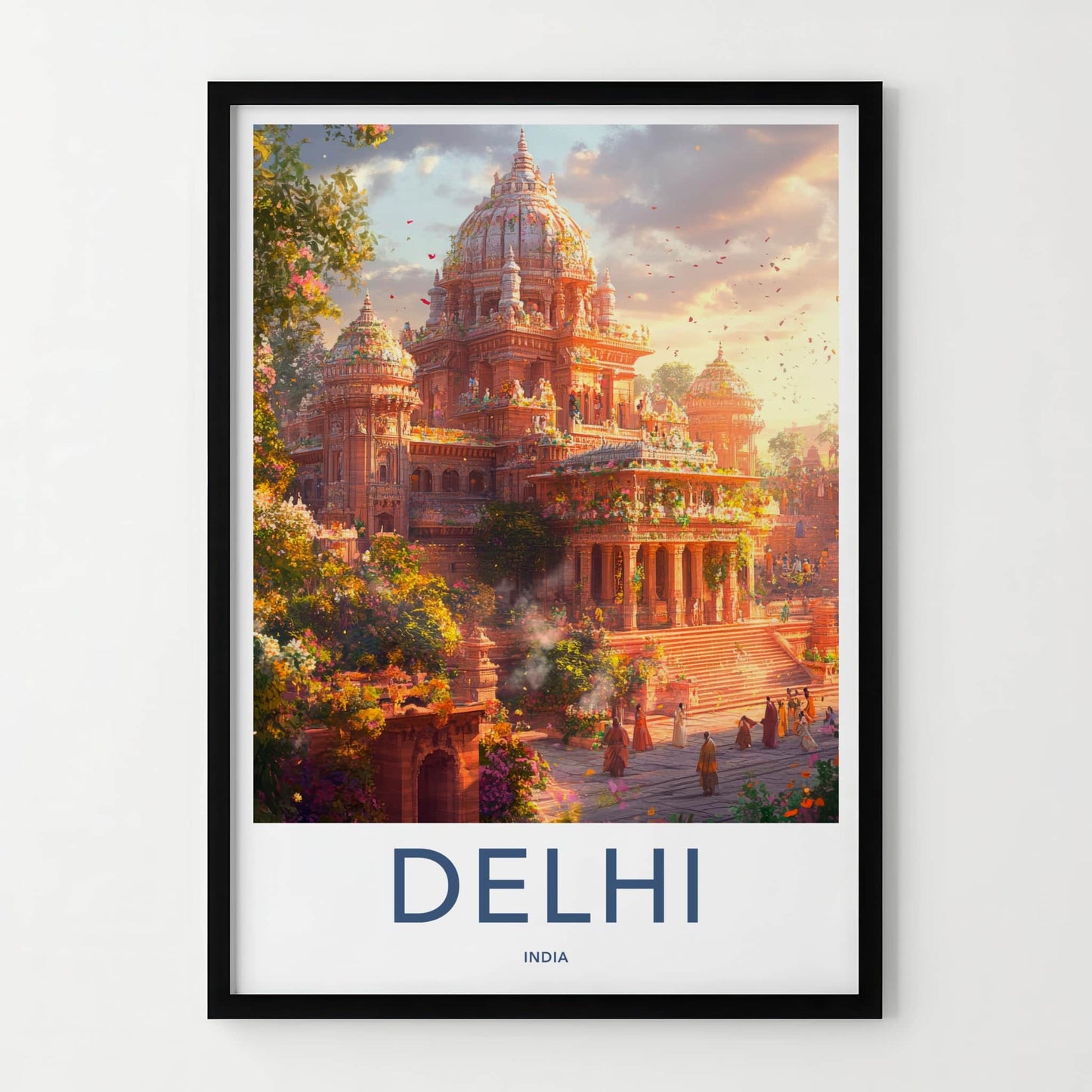 Delhi Poster - India Travel Print - Delhi Flowering Temple Ceremony Framed Decor