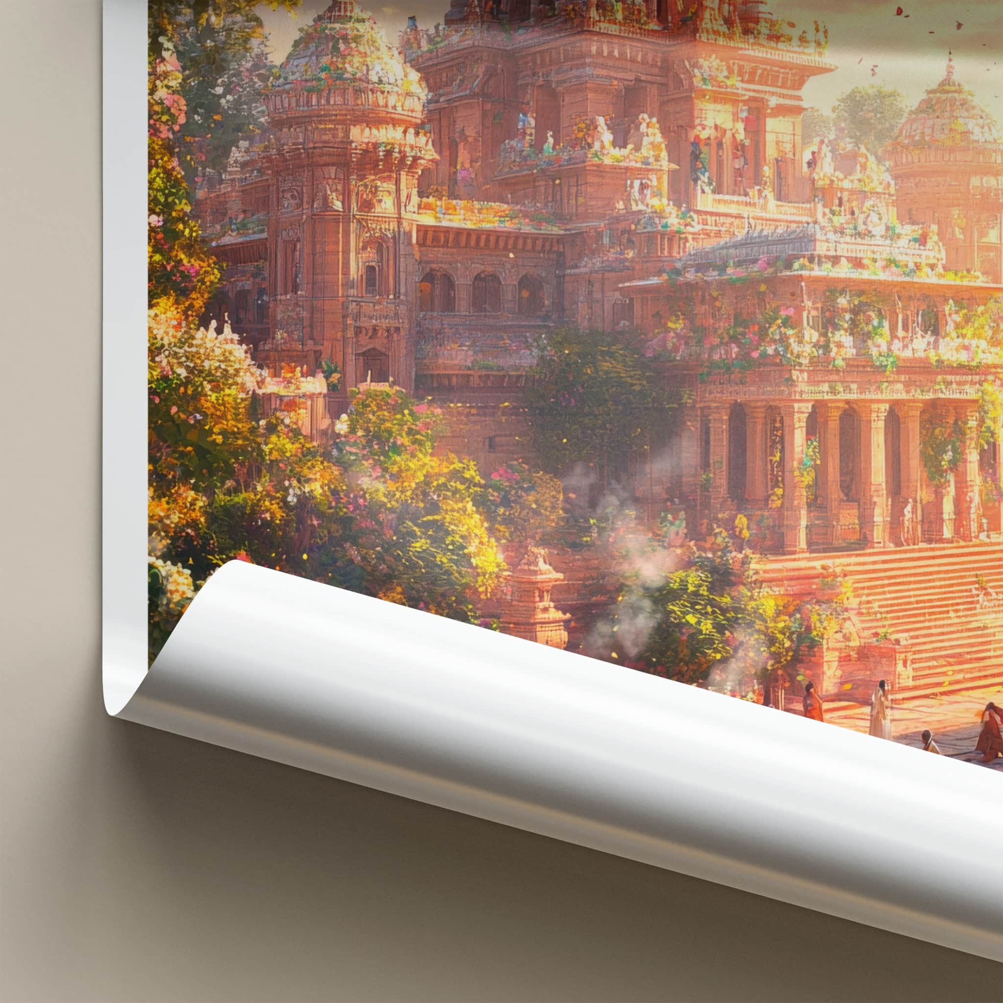 Delhi Poster - India Travel Print - Delhi Flowering Temple Ceremony Framed Decor