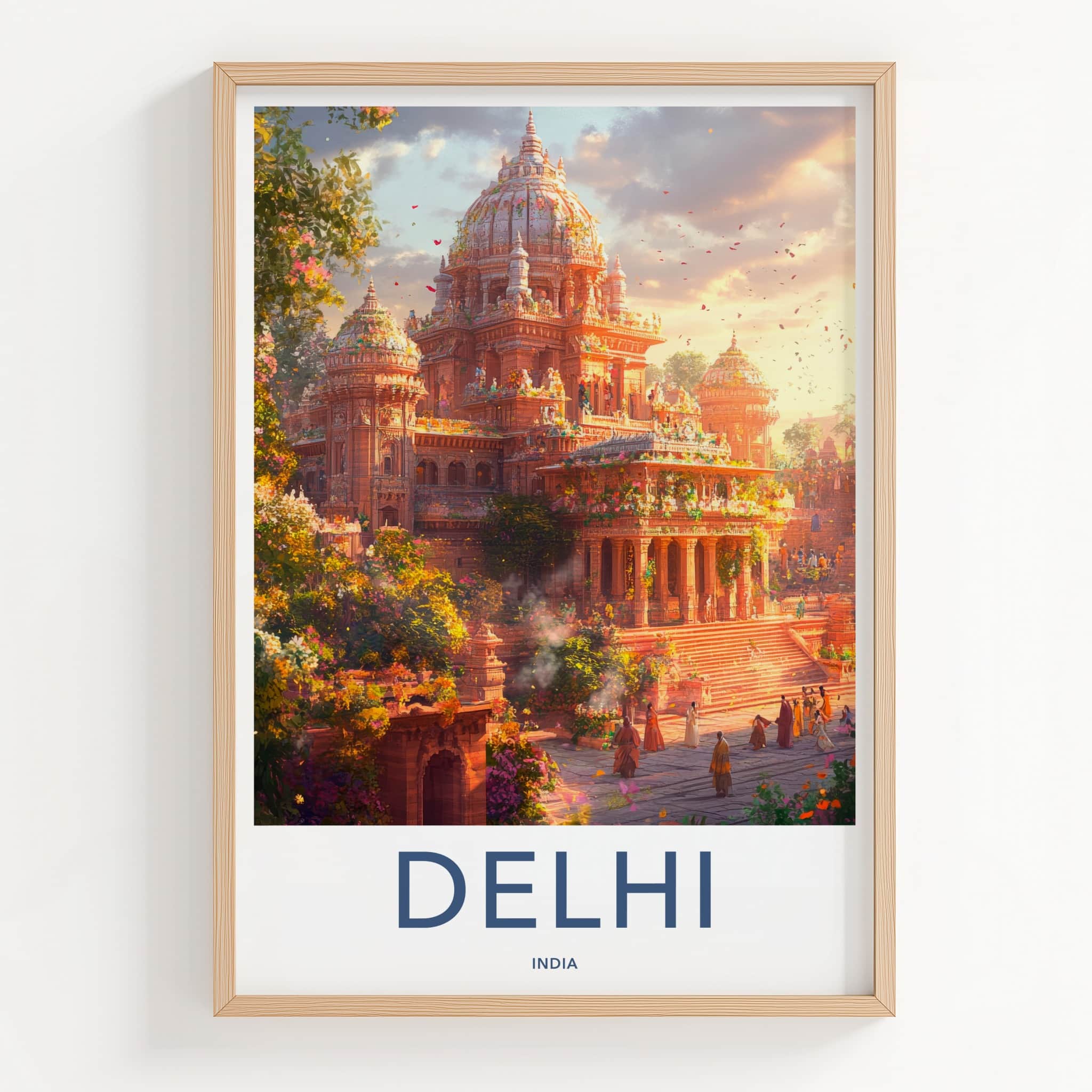Delhi Poster - India Travel Print - Delhi Flowering Temple Ceremony Framed Decor