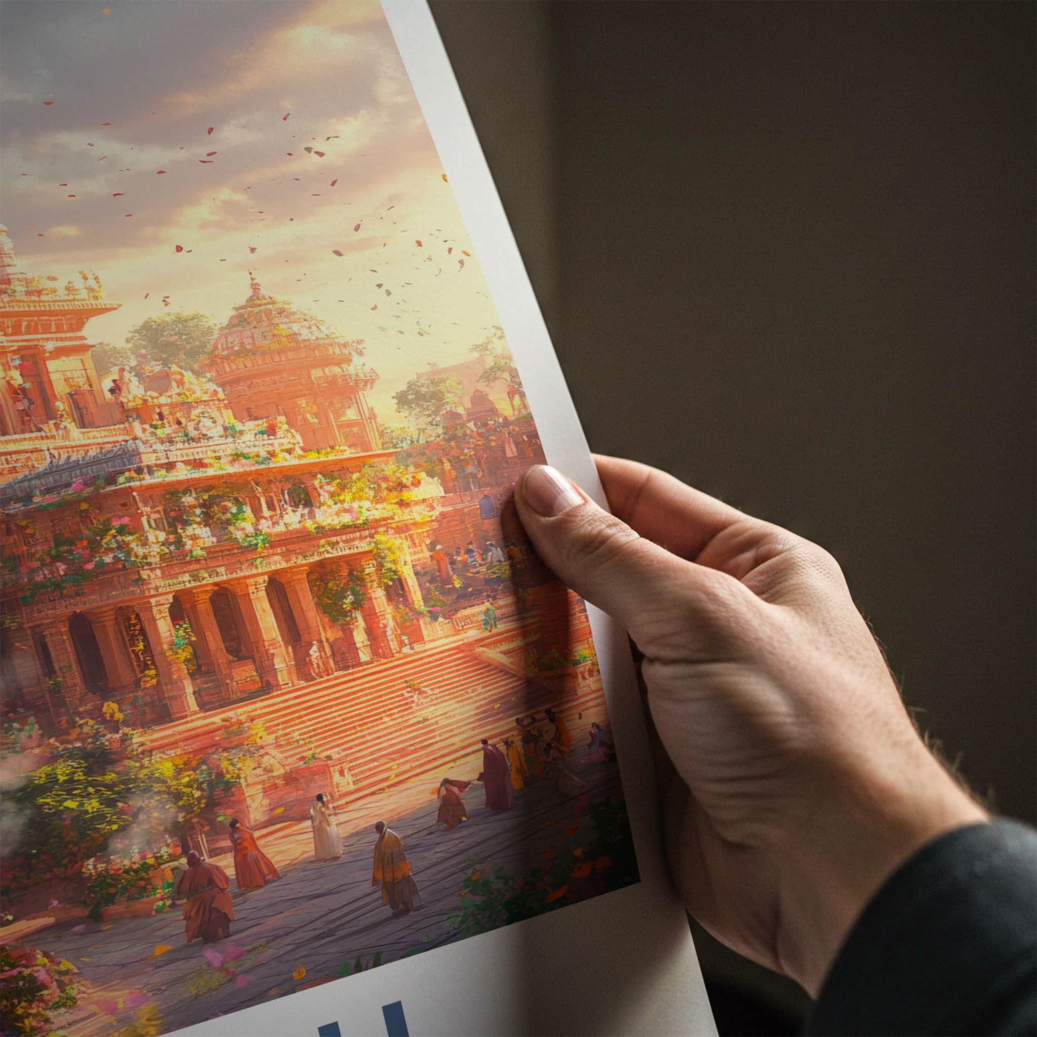 Delhi Poster - India Travel Print - Delhi Flowering Temple Ceremony Framed Decor